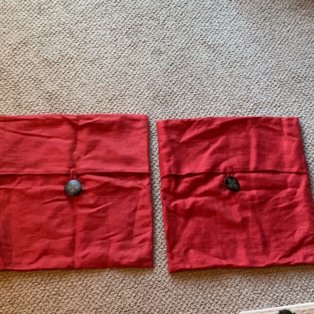 Pottery Barn Linen Red Pillows